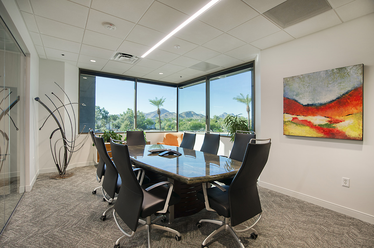 Conference room build-out in Phoenix — tenant improvement by the JMG team